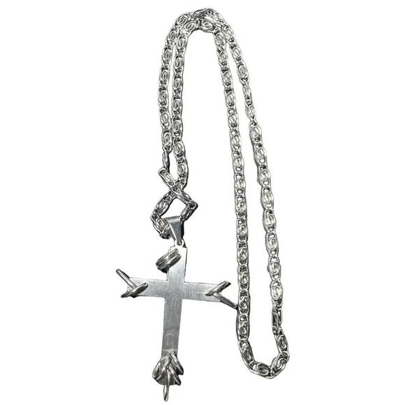 Pierced Cross Spiral-Link Necklace - Picture 2 of 4